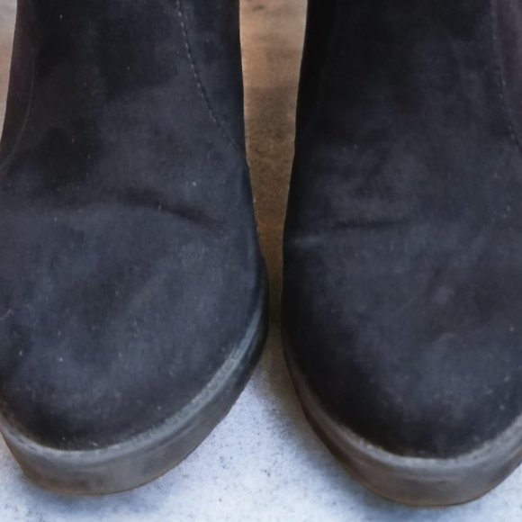 Zara Trafaluc Black Suede Ankle Booties  Size 6 - Picture 9 of 12